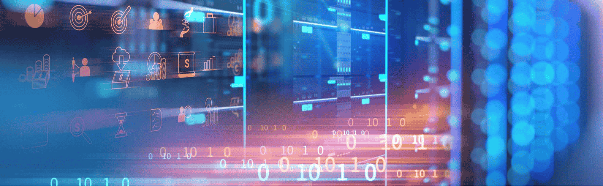 Abstract binary data stream banner, TDM to IP